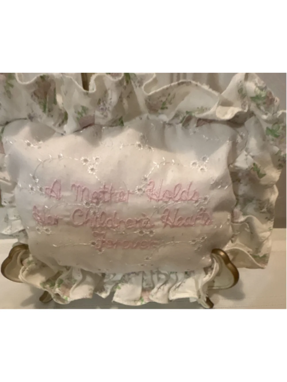 Handmade Boudoir Floral Ruffled Embroidered Decorative Bed Pillow Mother's Day